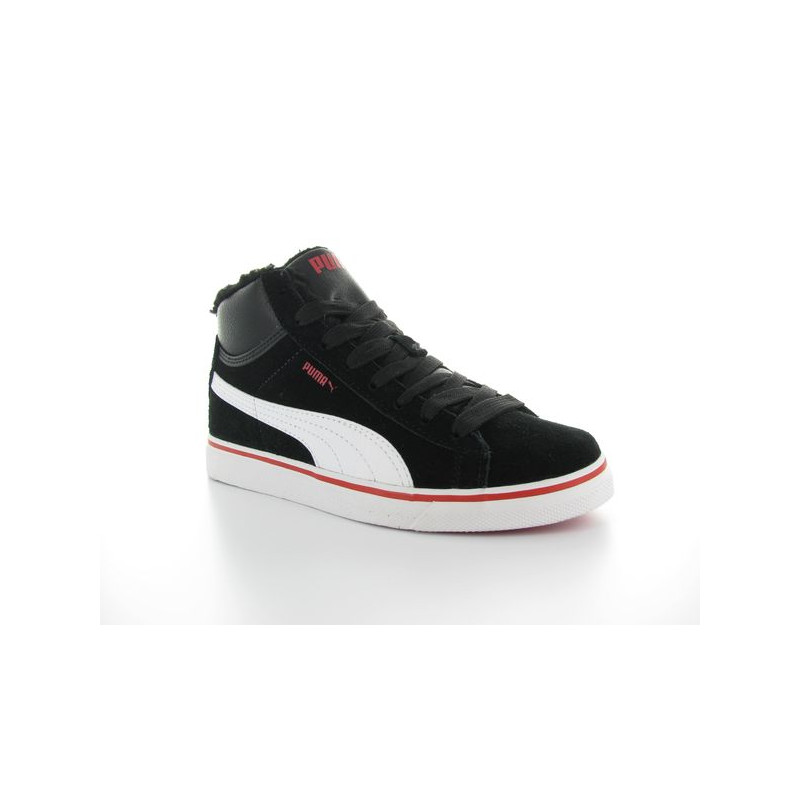 PUMA MID VULC KID SUEDE NOIR BLANC ROUGE PUMA BASKET ENFANT